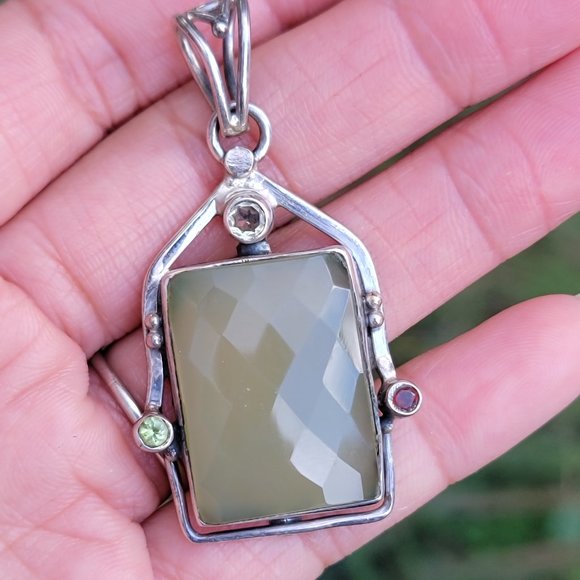 Stunning artisan handmade 925 sterling silver cushion cut chacelodony w/quartz - Picture 15 of 16